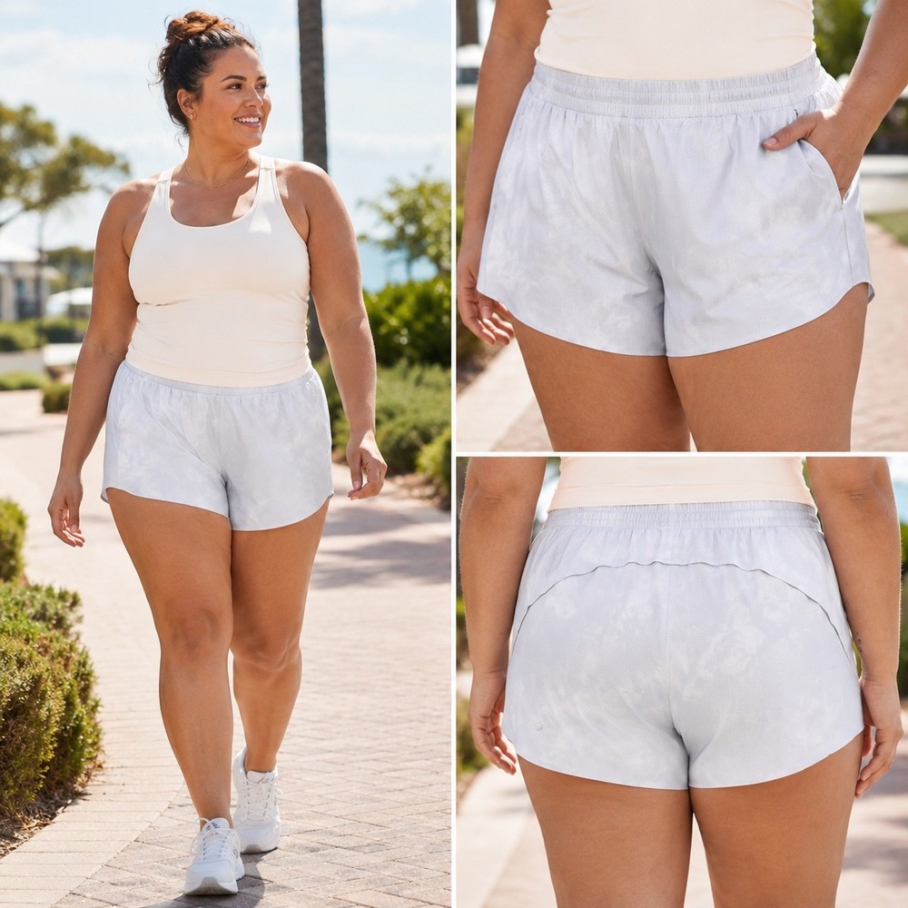 Athleta Printed Hustle 3" Running Shorts 3X Nebula White Trail NWT